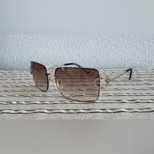 Chic Brown Square Sunglasses with Rhinestone Detail